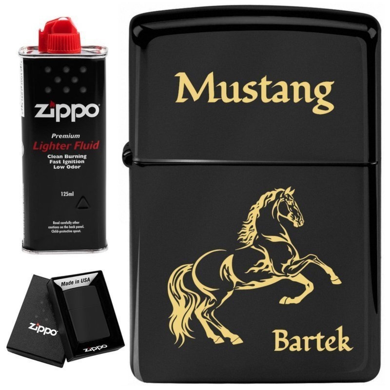 Zapalniczka Zippo 218 Black Matte z grawerem i benzyną w zestawie