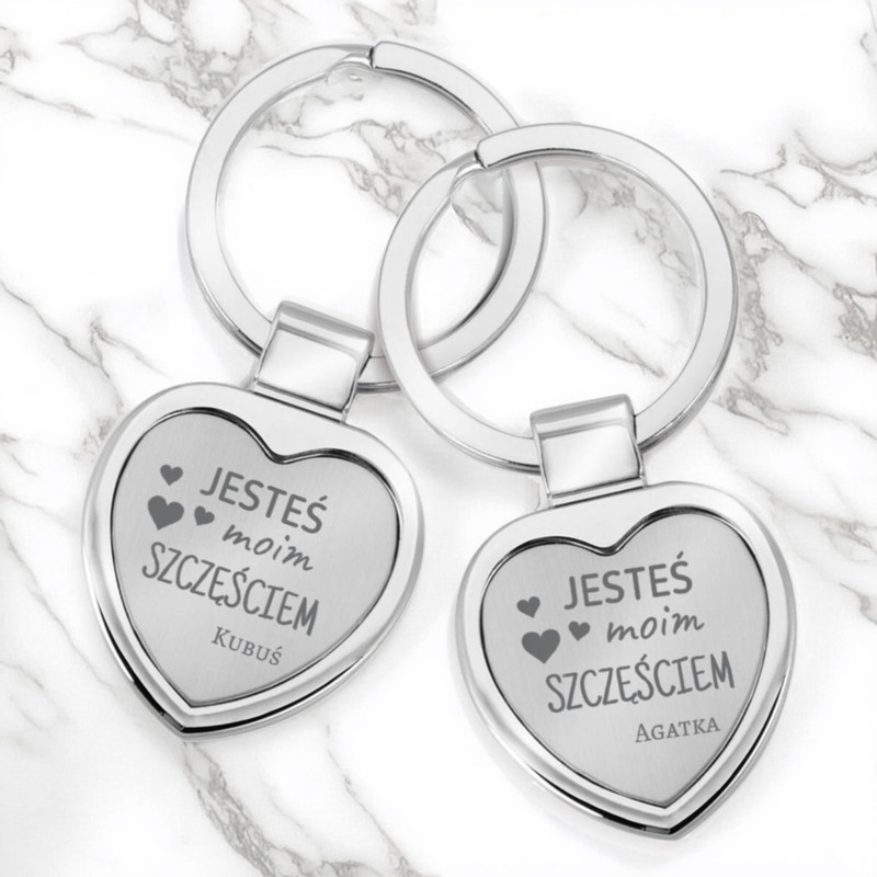 Zestaw breloków serca dla pary na walentynki z grawerem laserowym