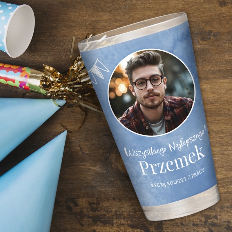 Personalizowana szklanka z nadrukiem na prezent urodzinowy 450 ml