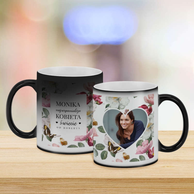 Dzień Kobiet: Magiczny kubek matowy z imionami i zdjęciem