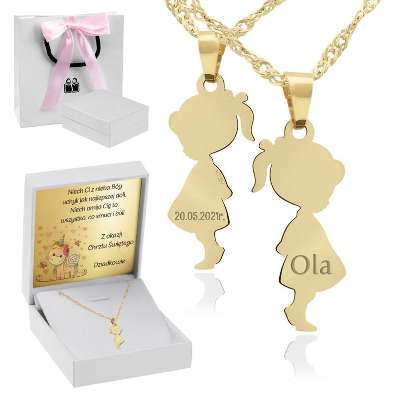 Na chrzest wisiorek Dziewczynka pr. 333 z łańcuszkiem i grawerem