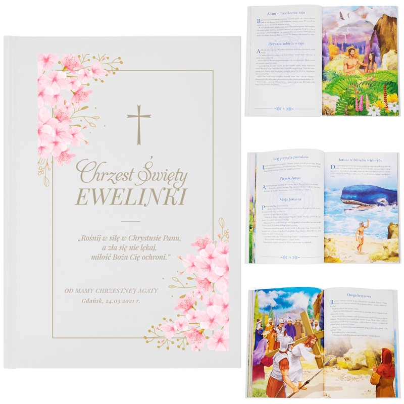 Image of Biblia na Chrzest / Personalizowana / Pamiątka Chrztu dla Dziewczynki / Prezent na Chrzest