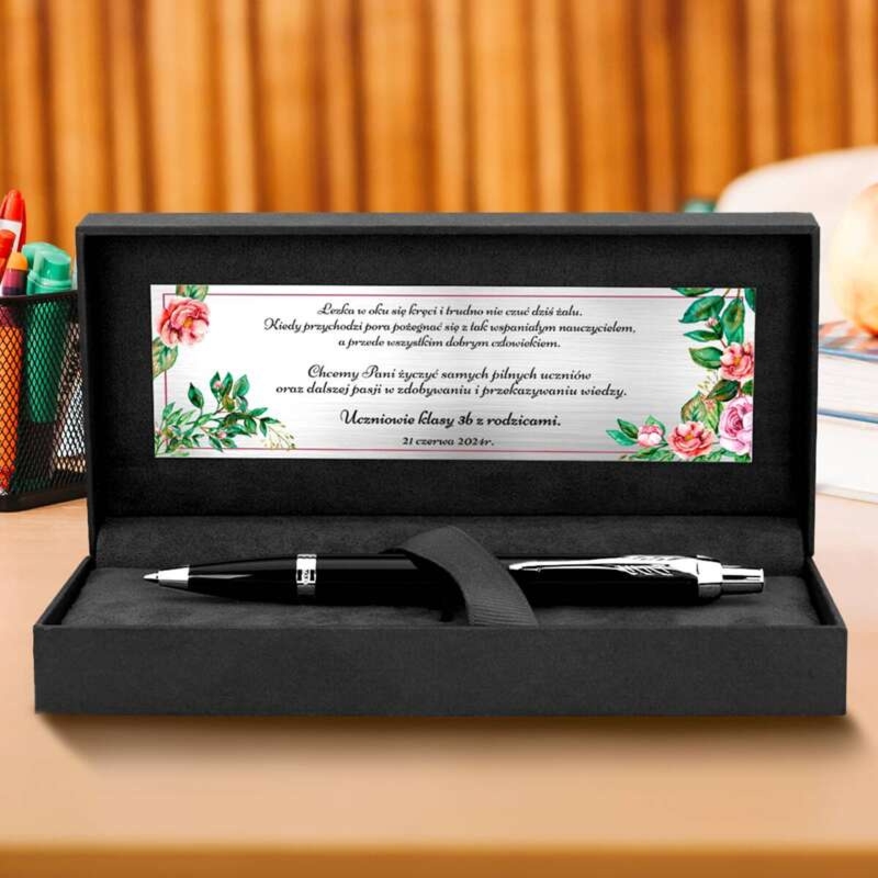 Długopis Parker IM Black CT z grawerem i tabliczką w etui prezentowym