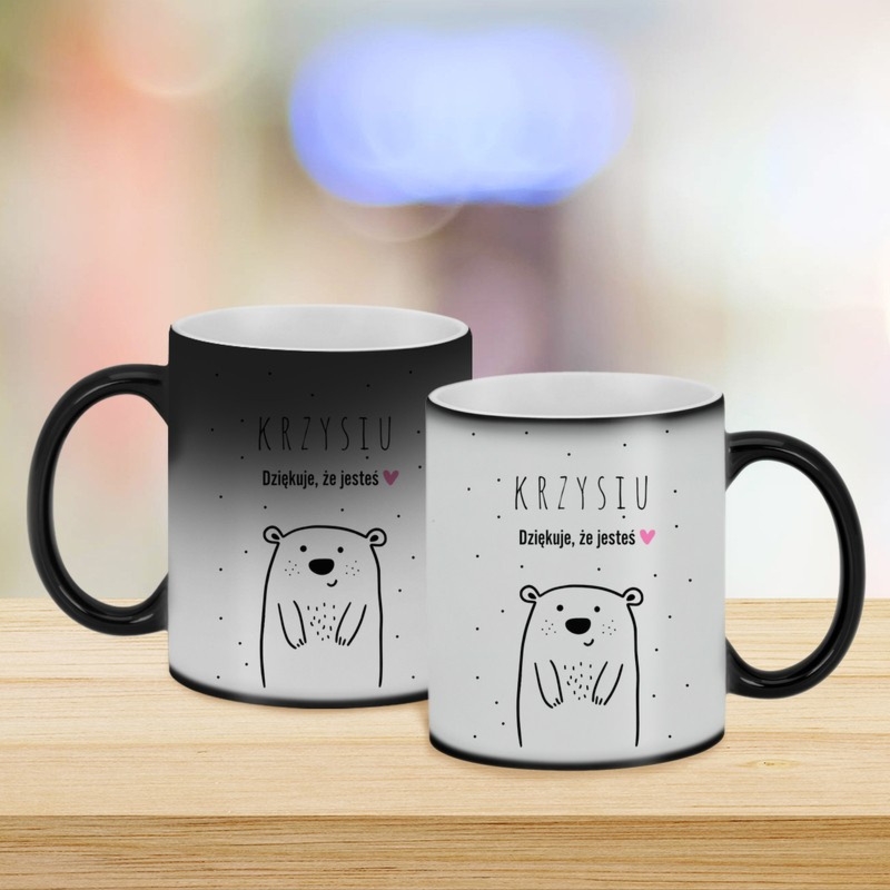 Magiczny kubek z imieniem Dziękuję że jesteś matowy czarny