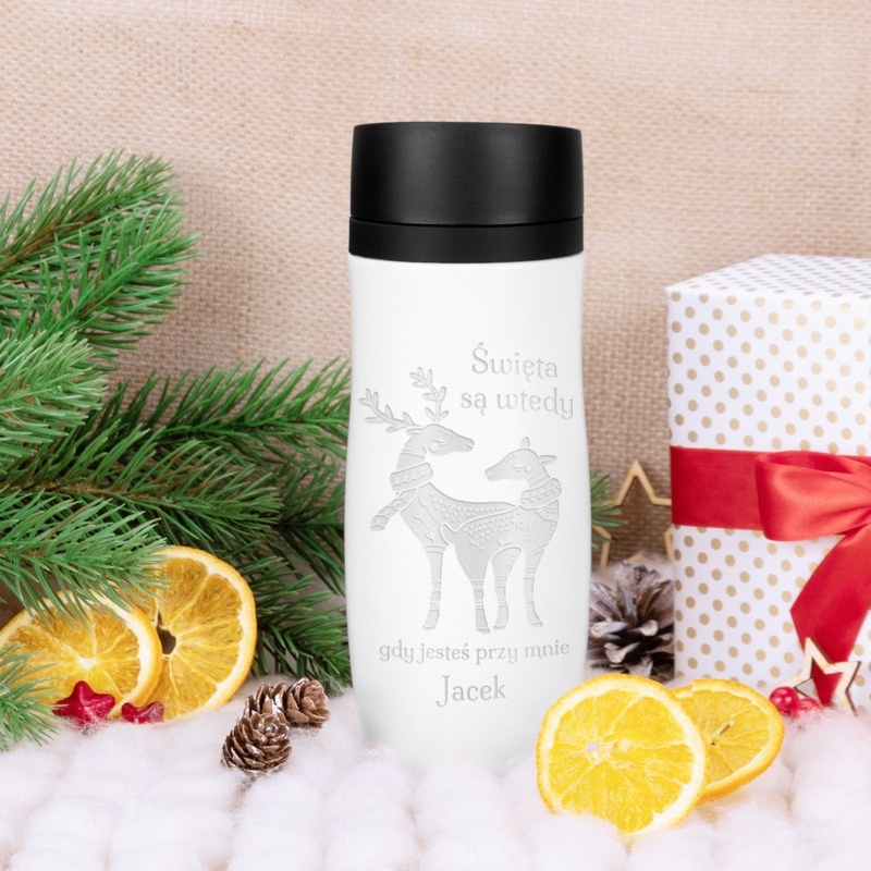 Świąteczny kubek termiczny 350 ml Bądź przy mnie z grawerem