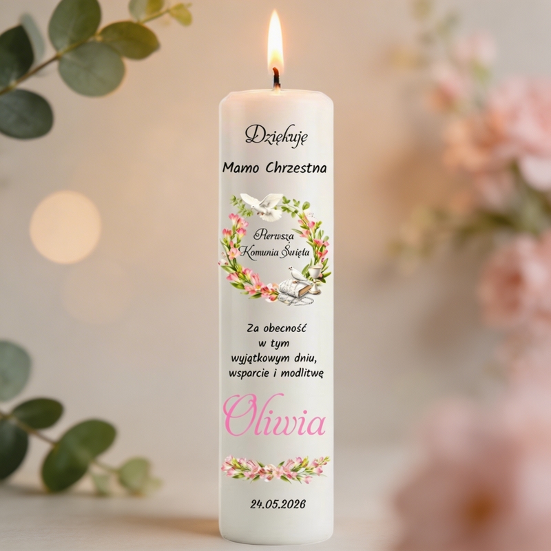 Na Dzień Babci i Dziadka: świeca z sercem i LED, imiona