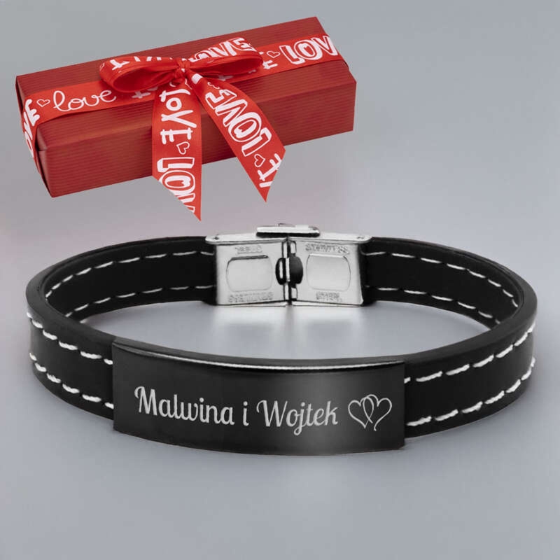 Walentynki i rocznica męska bransoletka z grawerem love dla niego