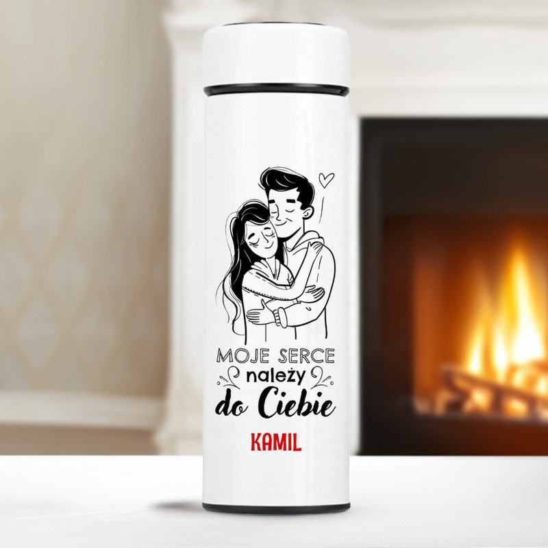 Kubek termiczny LED na Walentynki z imieniem i nadrukiem UV