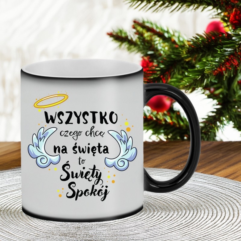 Kubek magiczny na Mikołajki matowy z imieniem i zdjęciem