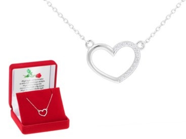 Na Dzień Matki naszyjnik serce z cyrkoniami pr.925 dedykacja