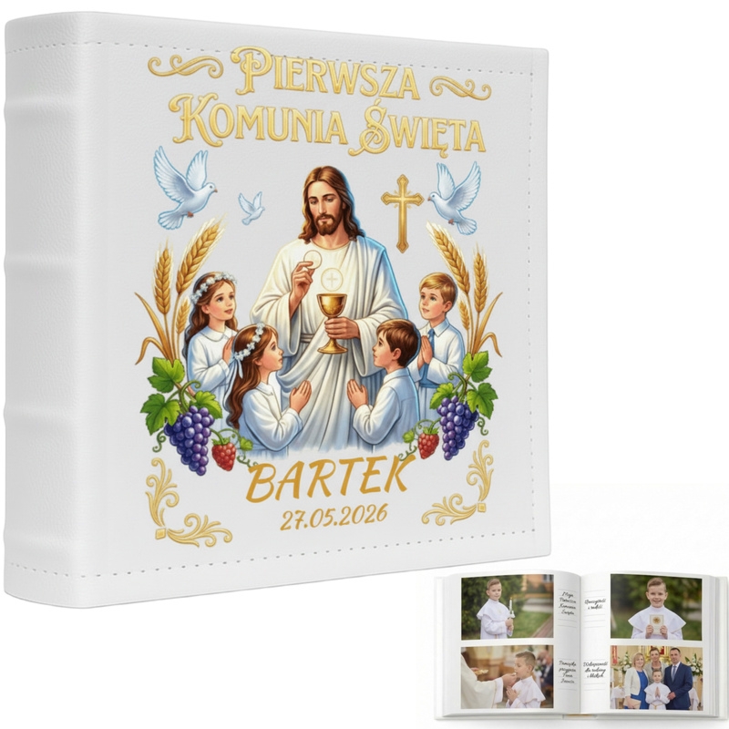 Komunijny album na zdjęcia Pamiątka I Komunii Świętej z nadrukiem