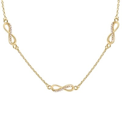 Pozłacany naszyjnik pr. 925 trzy nieskończoności z cyrkoniami