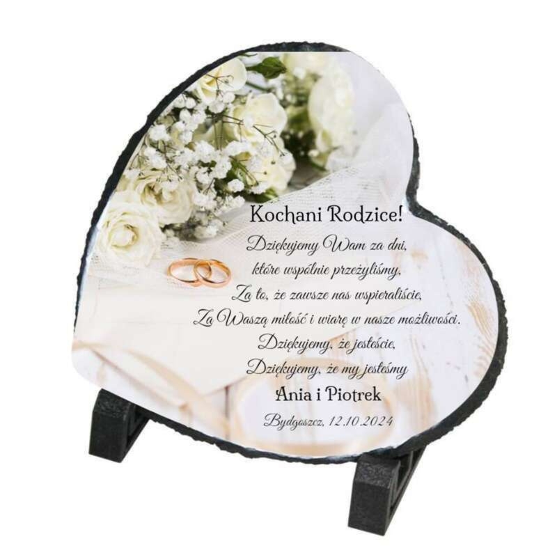 Ślubne podziękowanie dla rodziców – serce UV Personalizacja