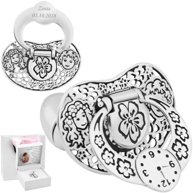 Srebrny Smoczek na Chrzest pr. 925 Grawer i Dedykacja