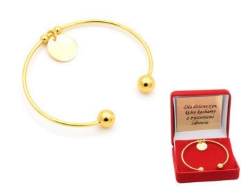 Bransoletka srebrna 925 kółko złocona z grawerem na urodziny