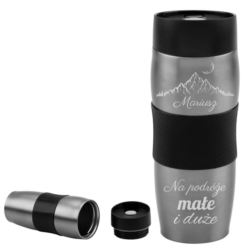 Grafitowy metaliczny kubek termiczny z grawerem laserowym
