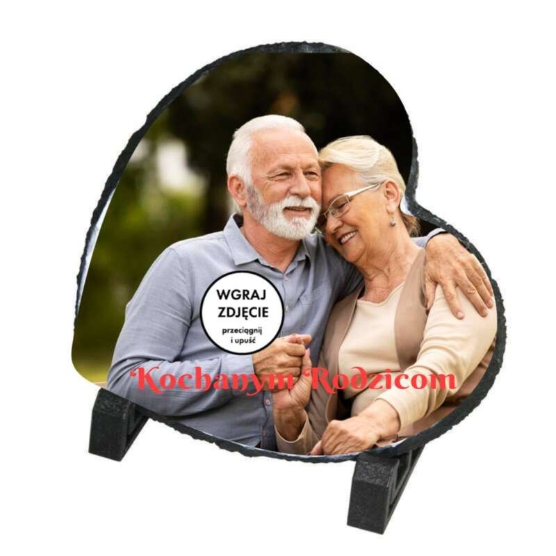 Podziękowanie dla rodziców – statuetka serce z nadrukiem UV