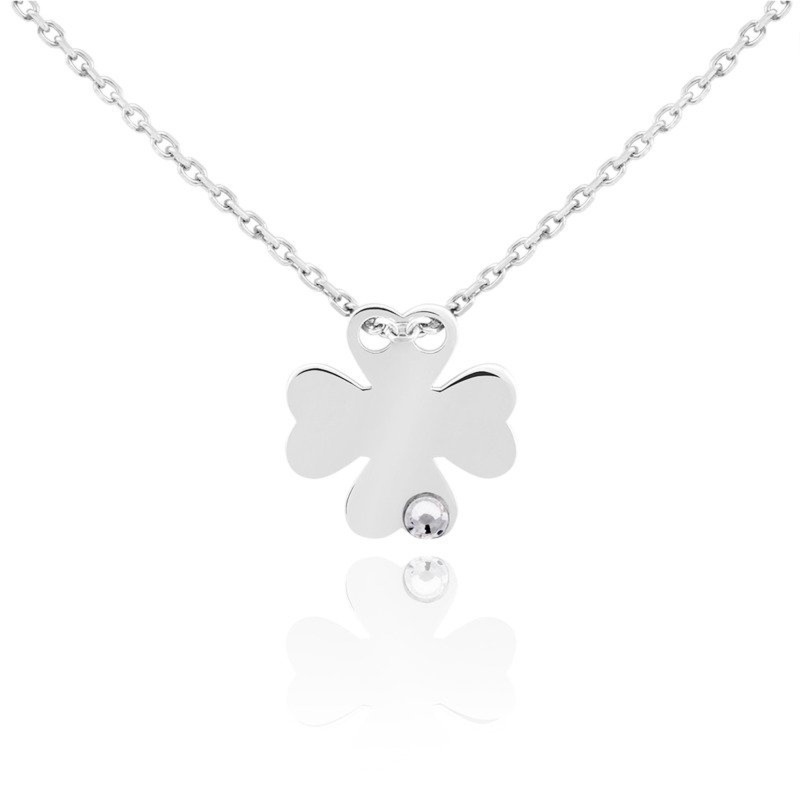 Na walentynki: Srebrny naszyjnik 925 koniczynka z cyrkonią