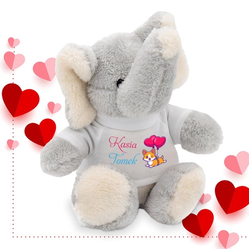 Słonik pluszowy z nadrukiem na ubranku – Twoja dedykacja