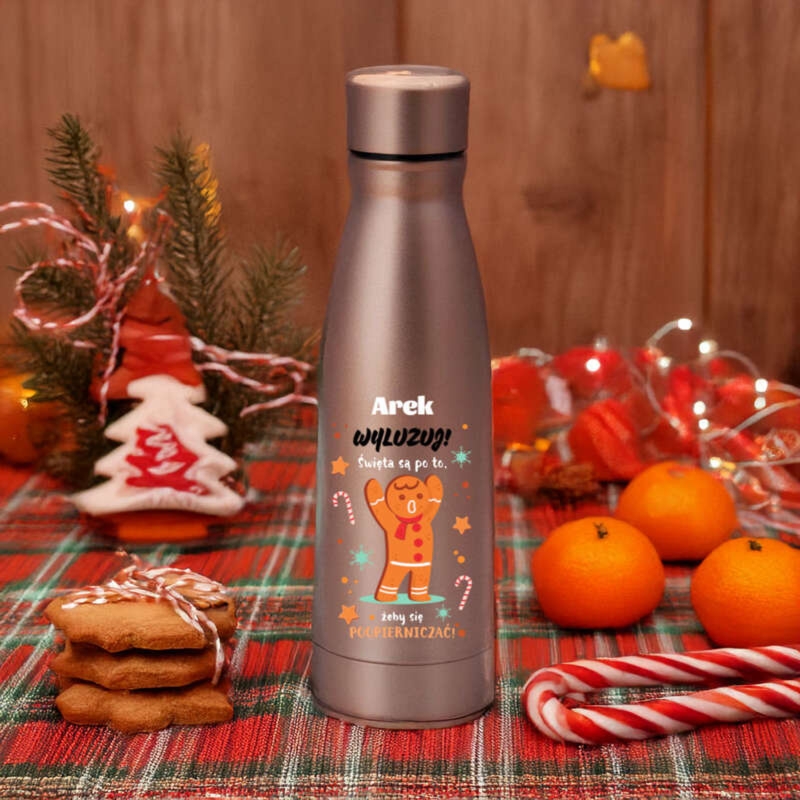 Świąteczna butelka termiczna 500 ml z nadrukiem UV dla mężczyzny