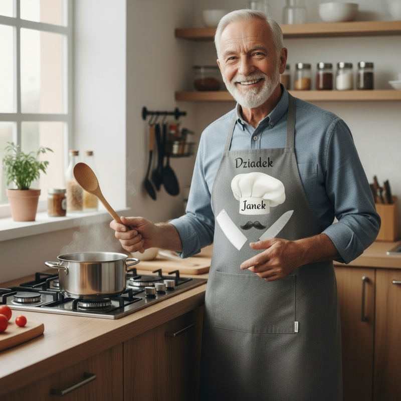 Fartuch kuchenny z nadrukiem „Dziadek ...– Szef Kuchni”