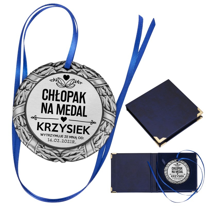 Image of Medal srebrny z dedykacją / Prezent dla chłopaka / Prezent na urodziny, Dzień Chłopaka