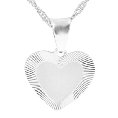 Wisiorek serce srebro 925 z diamentowym wzorem na obrzeżu