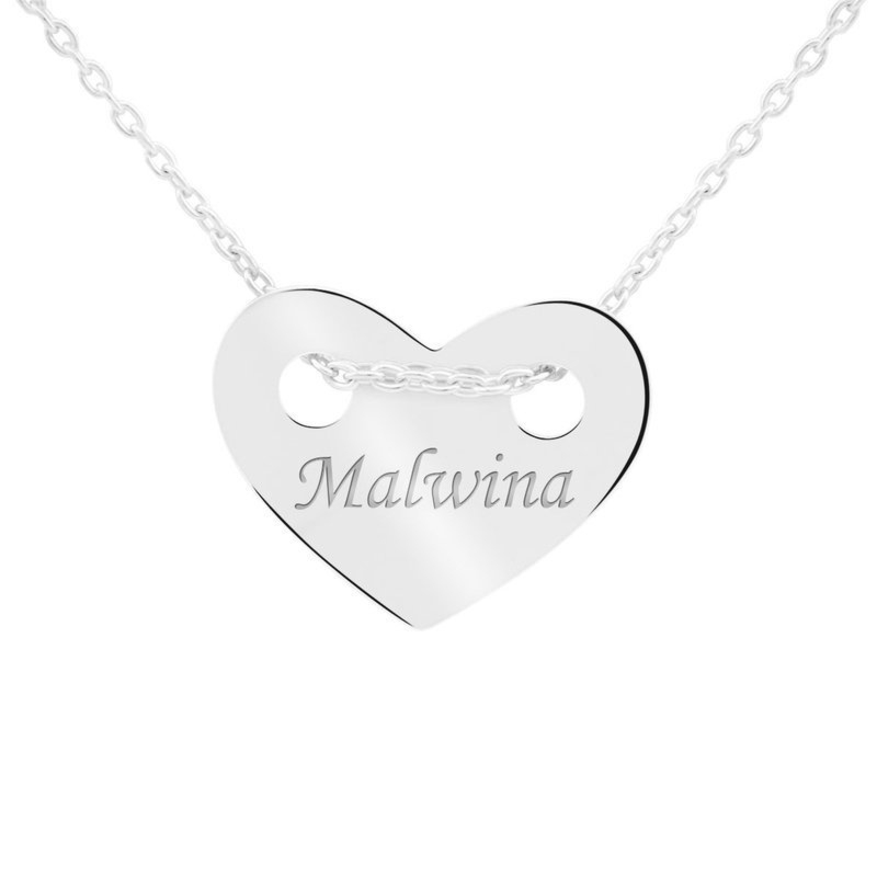 Naszyjnik serce pr.925 z grawerem laserowym na chrzest