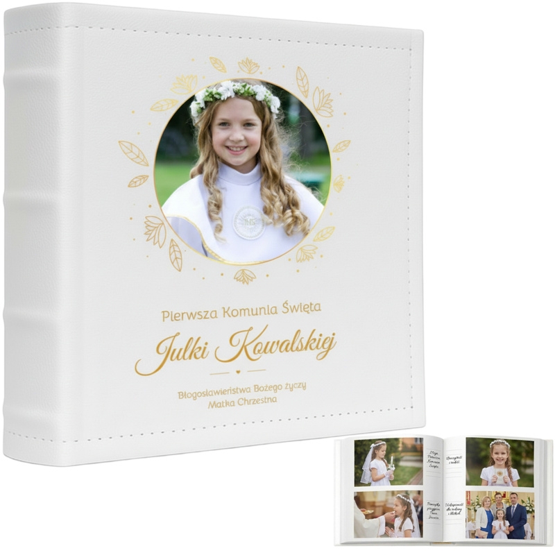 Komunijny album na zdjęcia Pamiątka I Komunii Świętej z nadrukiem