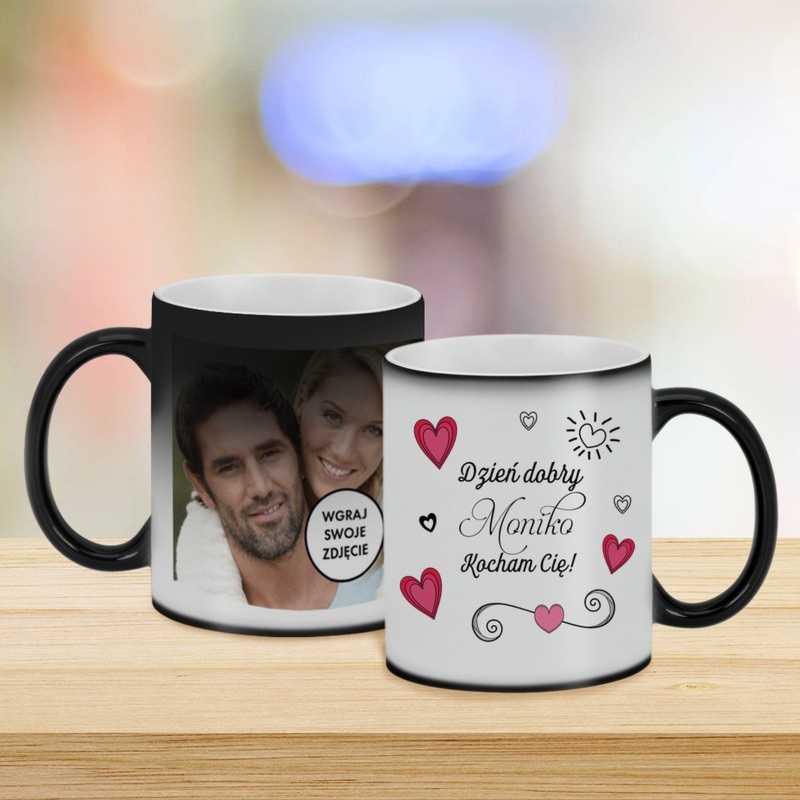 Walentynkowy kubek magiczny matowy ze zdjęciem i imieniem