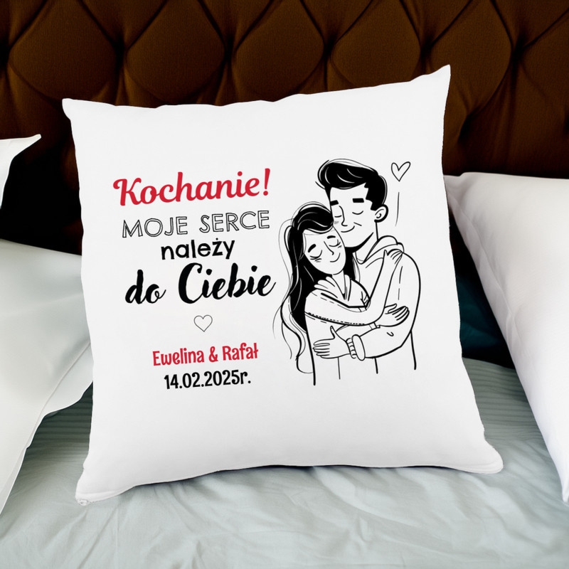 Walentynki: jasiek z nadrukiem, satyna, personalizacja imion i daty