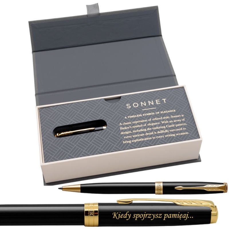 Parker Sonnet GT Czarny Lacquer ze złoceniami z grawerem