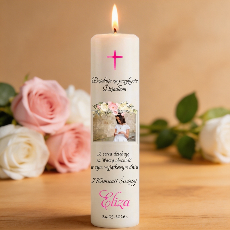 Na Dzień Babci i Dziadka: świeca z sercem i LED, imiona