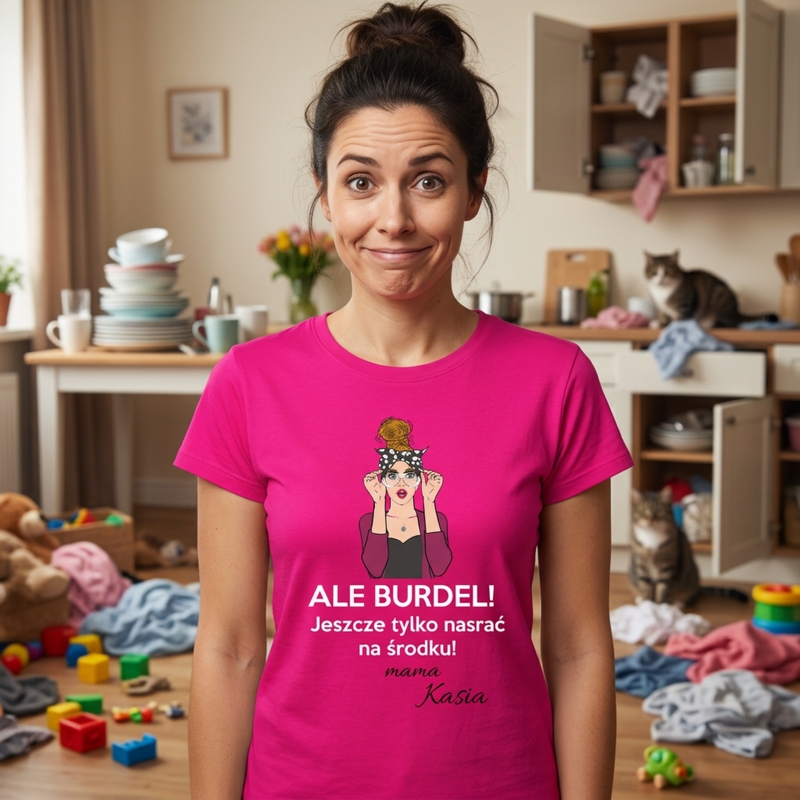 Koszulka RÓŻOWA damska premium z własną personalizacją – idealna na Dzień Mamy