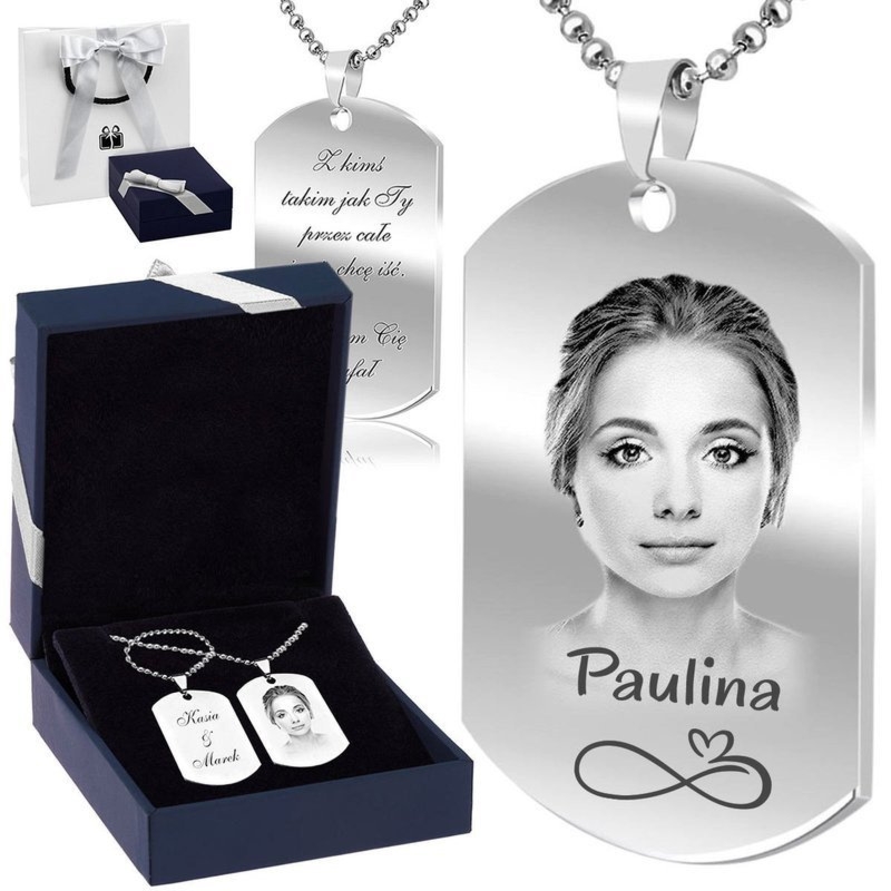 Komplet dwóch nieśmiertelników stal 316L z grawerem gratis