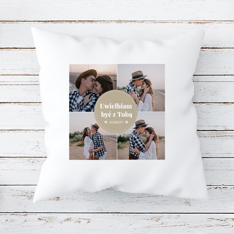 Walentynki Foto Poduszka Jasiek Satyna z dedykacją i zdjęciem
