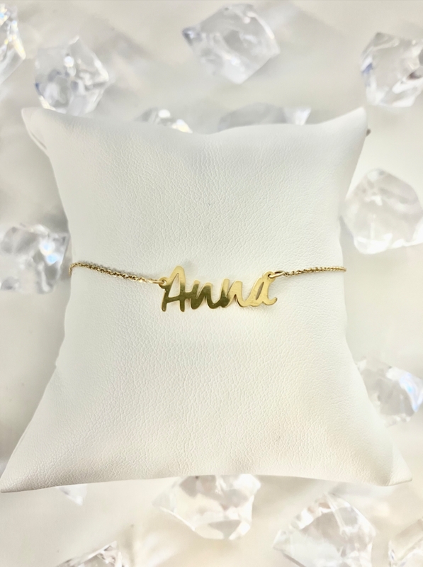 Złota bransoletka z imieniem Anna próba 333 z cechą