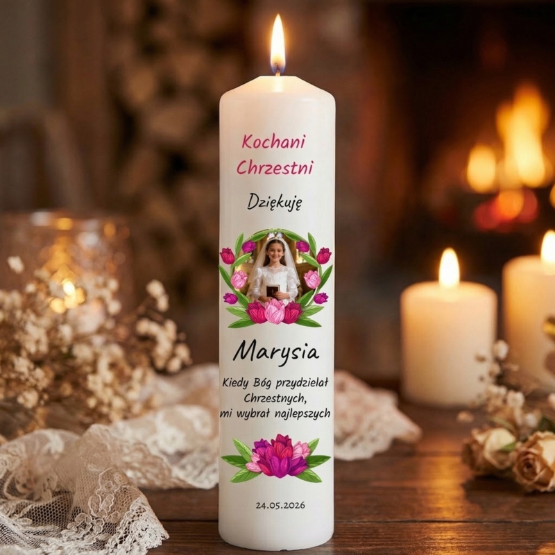 Na Dzień Babci i Dziadka: świeca z sercem i LED, imiona
