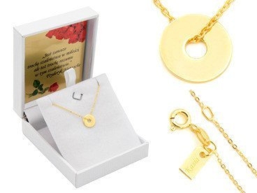 Rocznica: Pozłacany naszyjnik kółko 925 z grawerem w etui