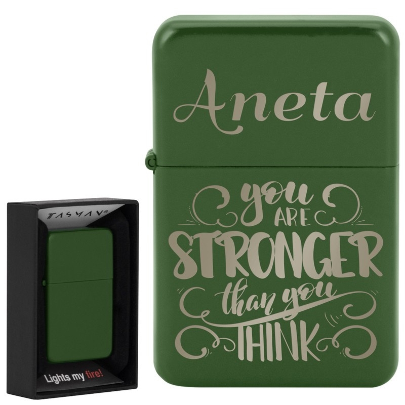 Zapalniczka benzynowa Tasman zielony-matowy Windproof z grawerem