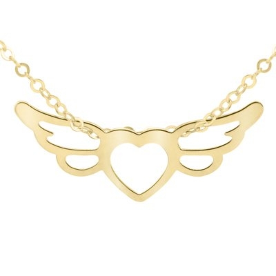 Na Walentynki: Złoty naszyjnik 333 serce ze skrzydłami