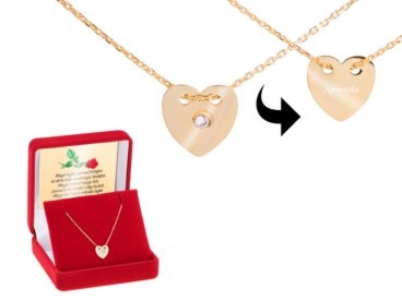 Na Walentynki pozłacany naszyjnik serce z cyrkonią z grawerem