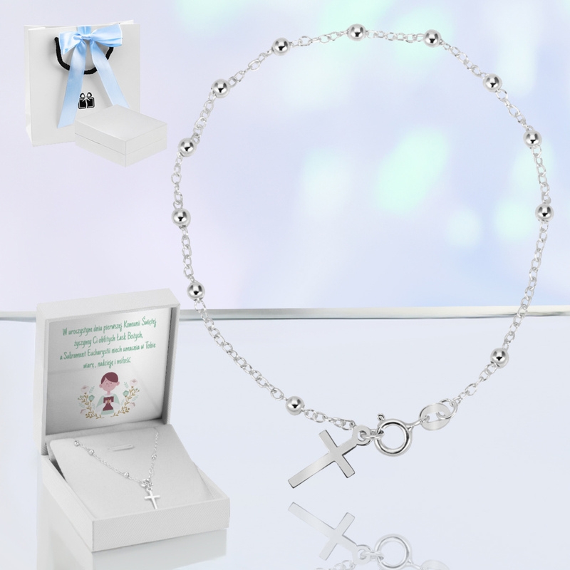Na Bierzmowanie bransoletka 10-tka różańca 925 z dedykacją
