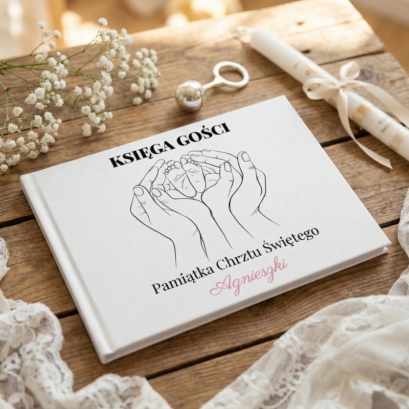 Księga Pamiątkowa na Chrzest/ Personalizacja na okładce / Druk UV