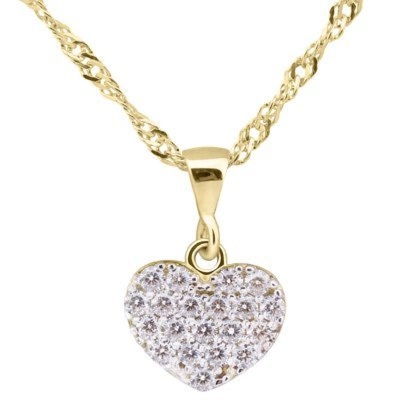 Na Dzień Matki: Złoty wisiorek płaskie serce z cyrkoniami 333