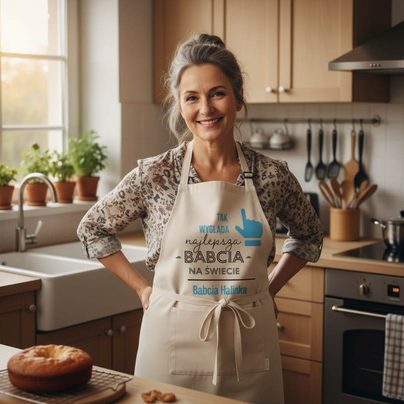 Fartuch kuchenny „Tak wygląda najlepsza Babcia na świecie” z imieniem