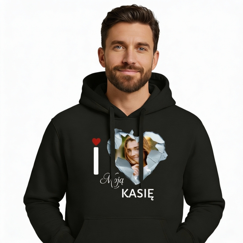 Bluza walentynkowa z nadrukiem „I love Moja Kasia” ze zdjęciem