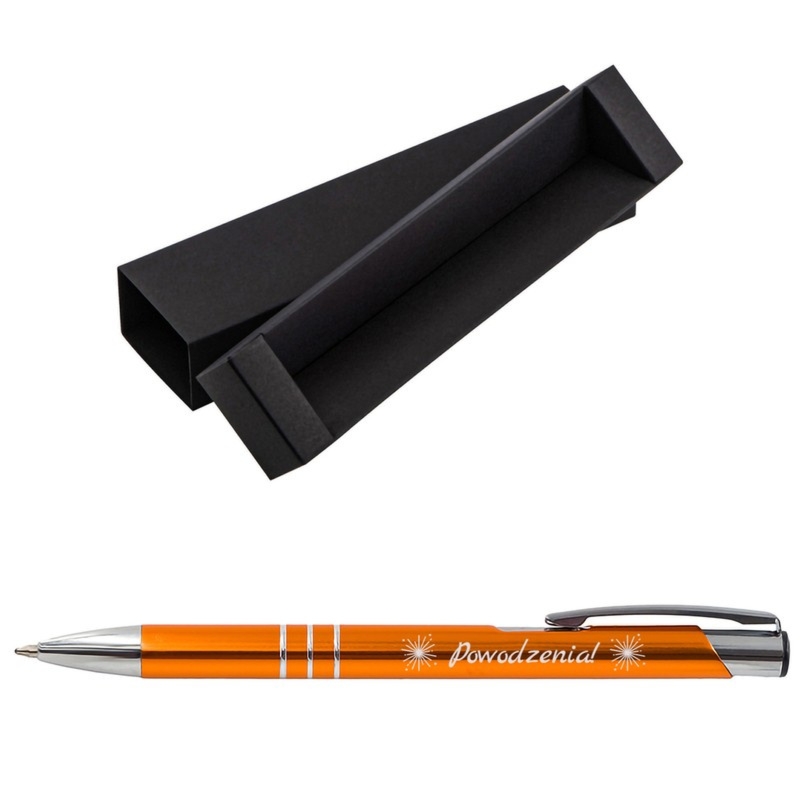 Długopis reklamowy / metalowy / Pomarańczowy ze srebrnymi wykończeniami / Dedykacja / Grawer / Twoje Logo