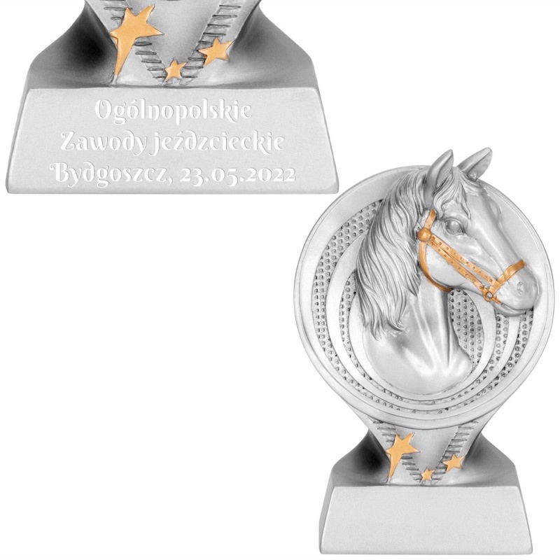 Nagroda na zawody jeździeckie: statuetka Koń z grawerunkiem