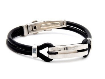 Bransoletka męska 316L i kauczuk z grawerem laserowym w pudełku